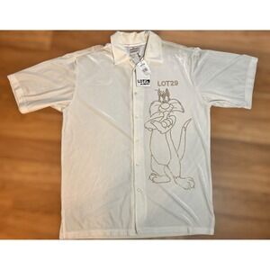 Lot 29 Mens XL Shirt Short Sleeve Sylvester Looney Tunes Button Up Velvet